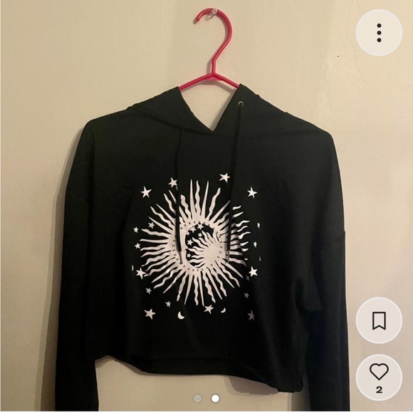 Black Sun/Moon Cropped Sweatshirt - M - Picture 2 of 2